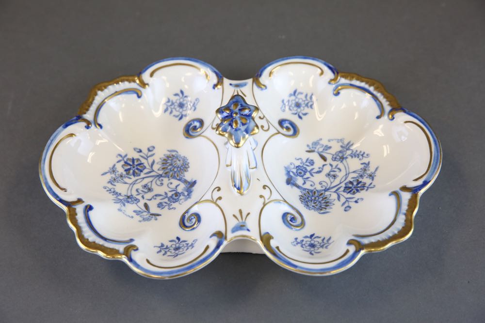 Blue and White Coffee Pot, Serving Dish, and Decorative Plates