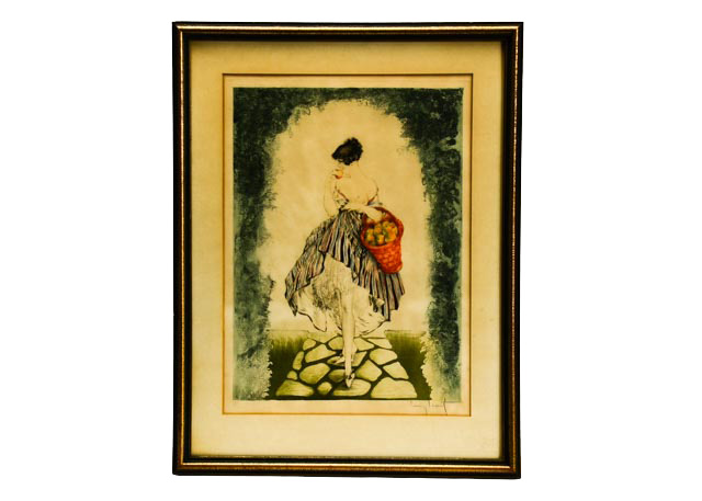 Louis Icart Aquatint Drypoint Etching "Le Panier De Pommes"