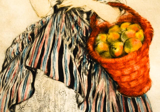 Louis Icart Aquatint Drypoint Etching "Le Panier De Pommes"