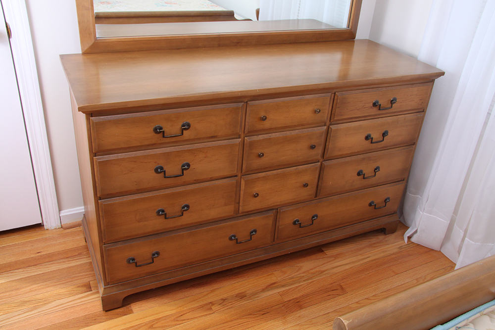 Solid Maple Dresser with Attached Mirror