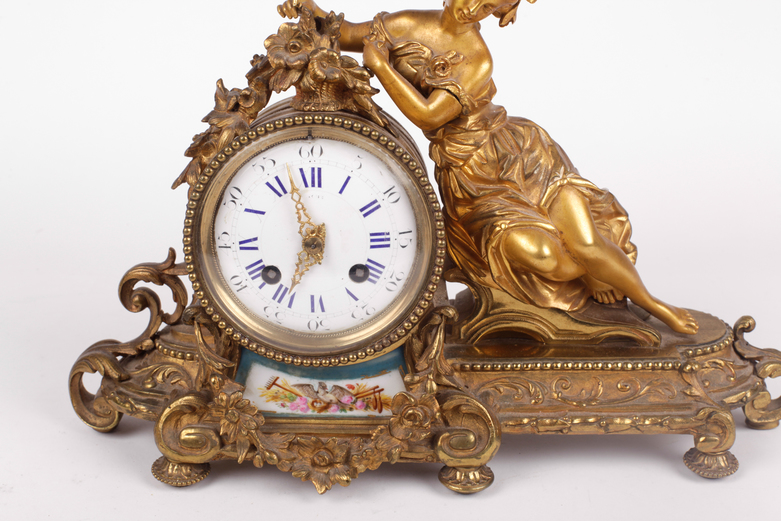 Antique Brass Mantel Clock