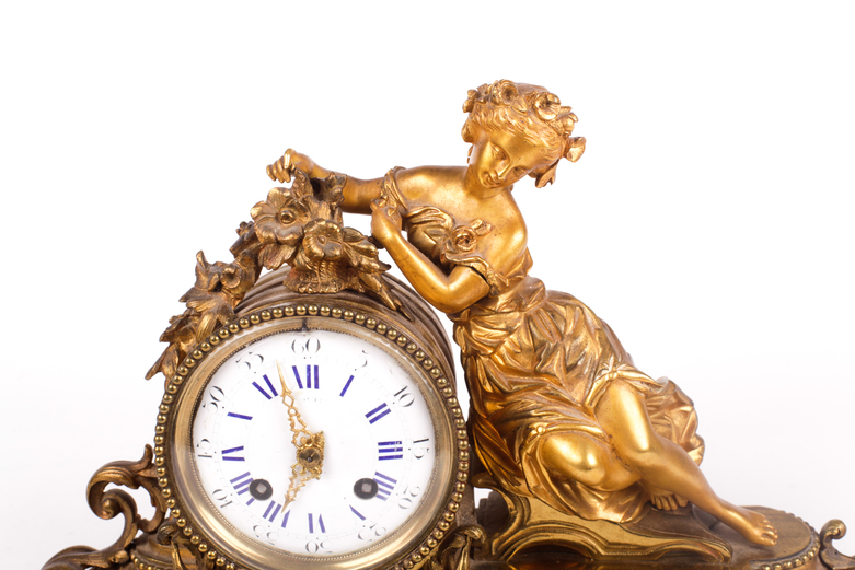 Antique Brass Mantel Clock