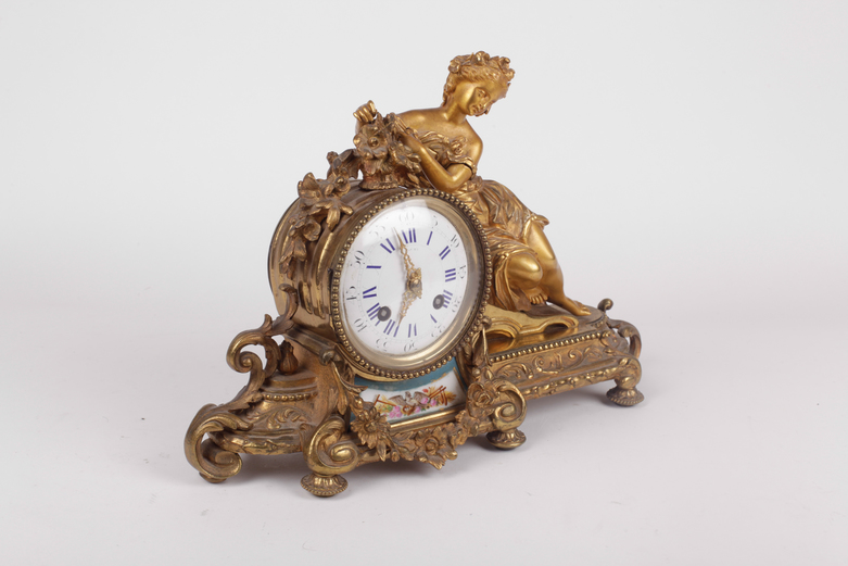 Antique Brass Mantel Clock
