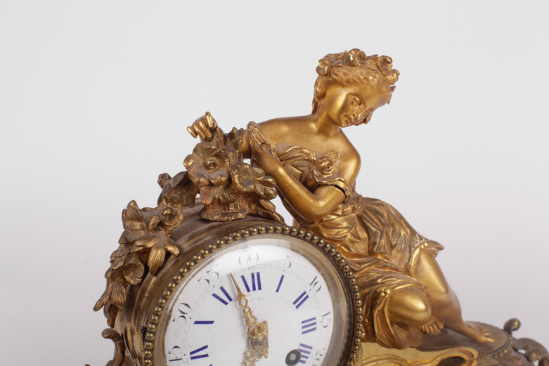 Antique Brass Mantel Clock