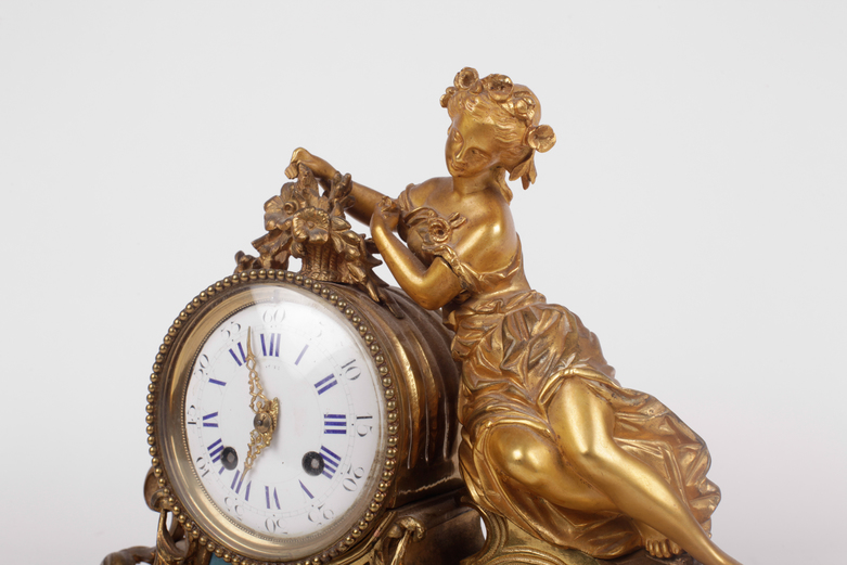 Antique Brass Mantel Clock