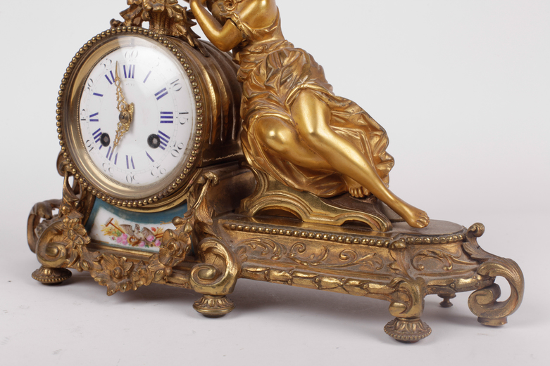 Antique Brass Mantel Clock