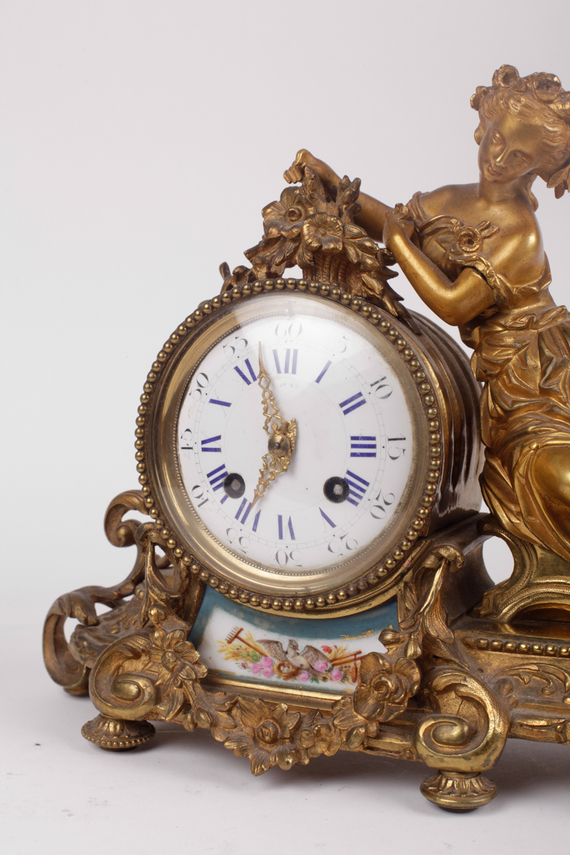 Antique Brass Mantel Clock