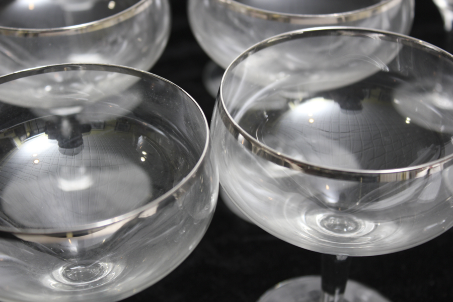 Silver-Tone Rimmed Wine Glass Collection