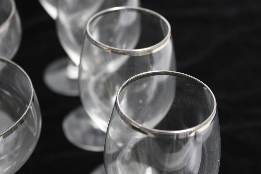Silver-Tone Rimmed Wine Glass Collection