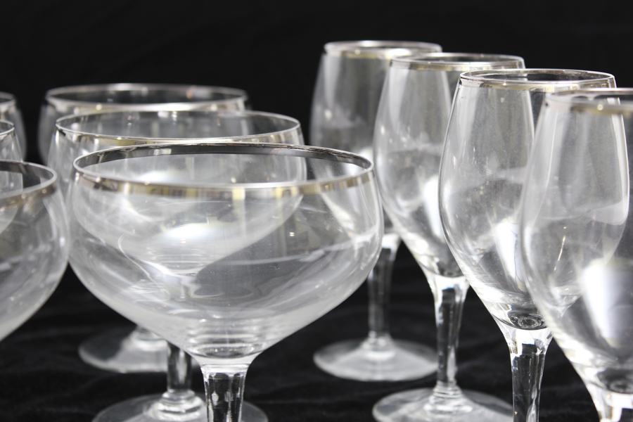 Silver-Tone Rimmed Wine Glass Collection