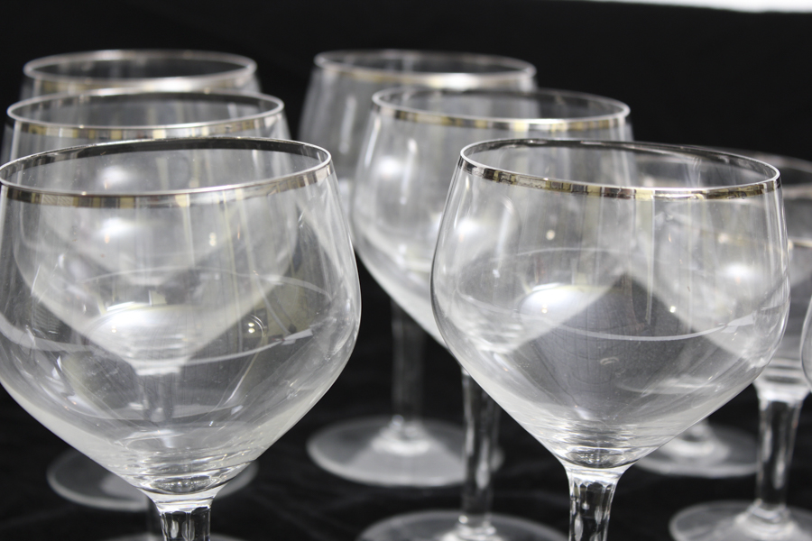 Silver-Tone Rimmed Wine Glass Collection