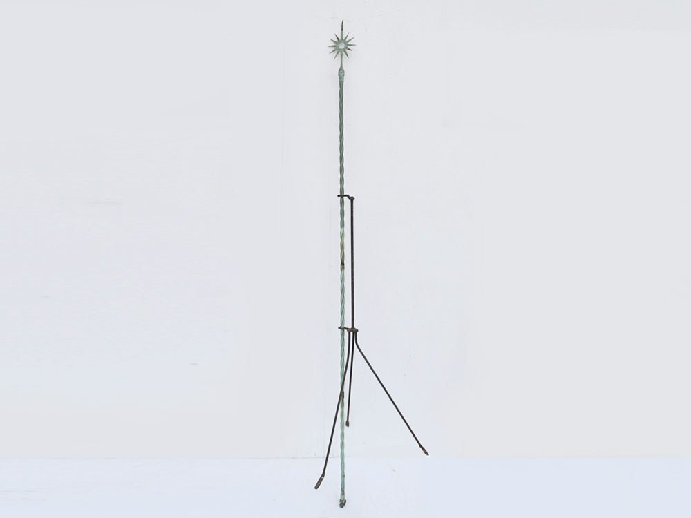 Victorian Lightning Rod with Copper Finial and Iron Stand