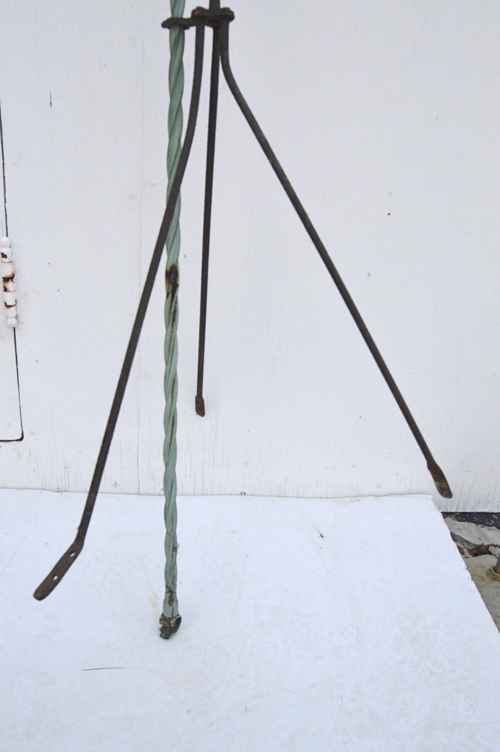 Victorian Lightning Rod with Copper Finial and Iron Stand
