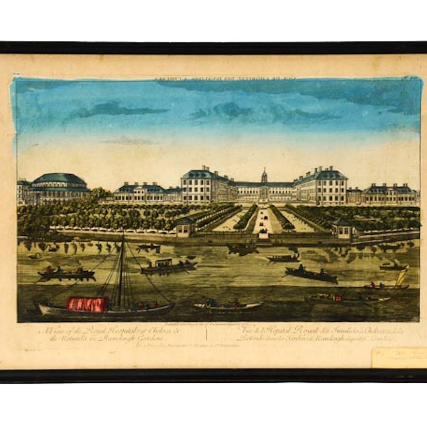 Hand Colored Engraving "View of the Royal Hospital"