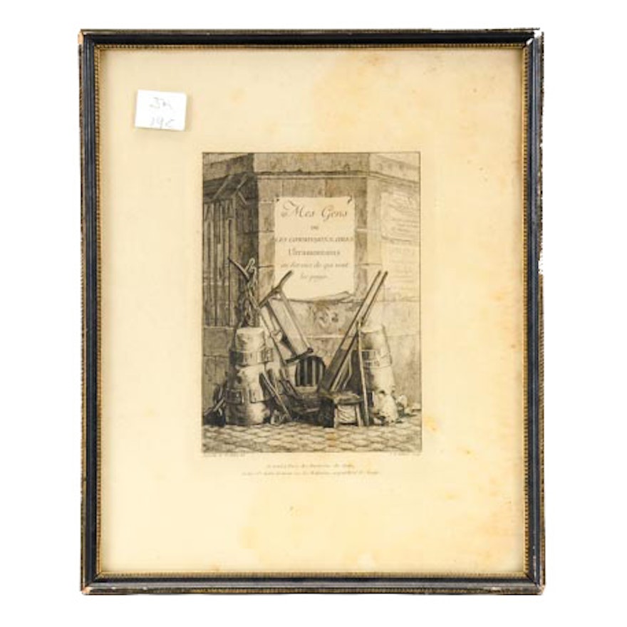 Late 18th Century Etching by JB Tillard after Saint-Aubin