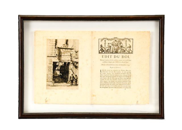 Samuel Chamberlain Drypoint Etching on 18th Century Book Page