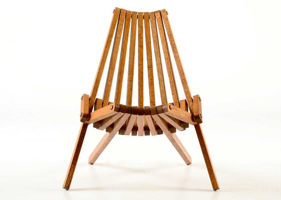 Folding Oak Slat Chair