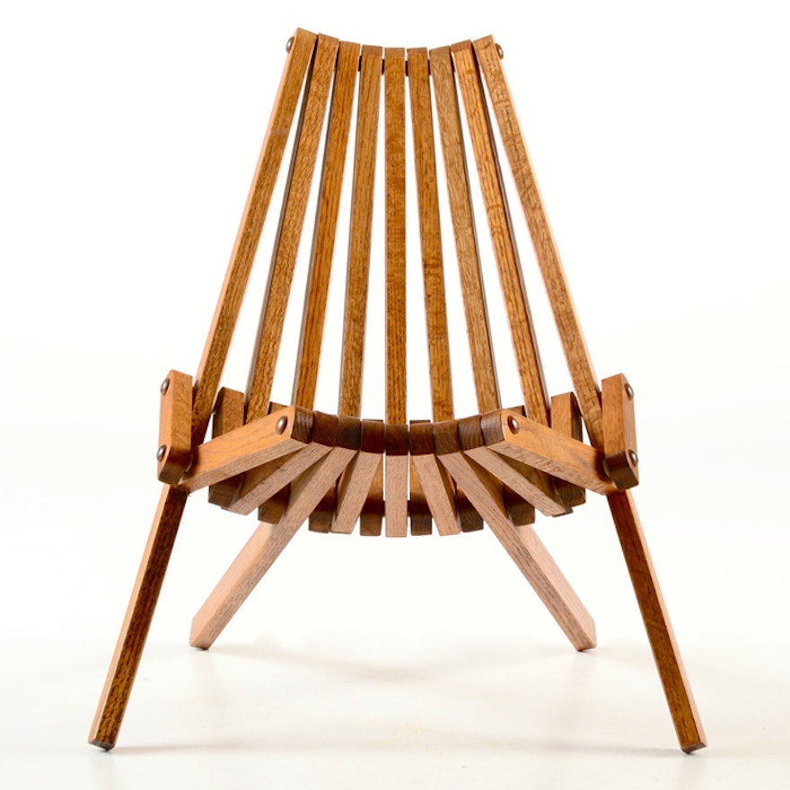 Folding Oak Slat Chair