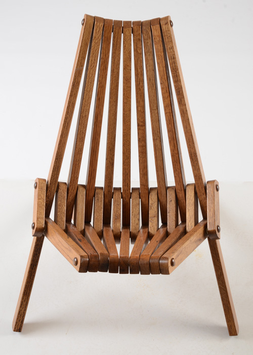 Folding Oak Slat Chair