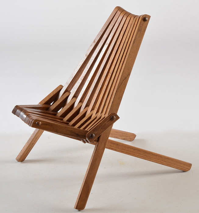 Folding Oak Slat Chair