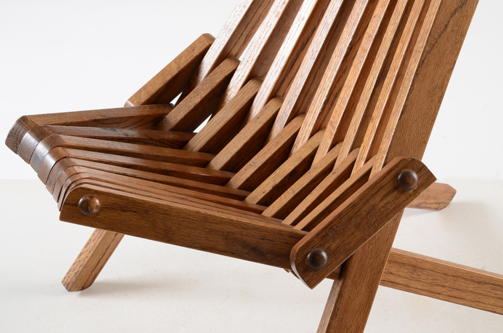 Folding Oak Slat Chair