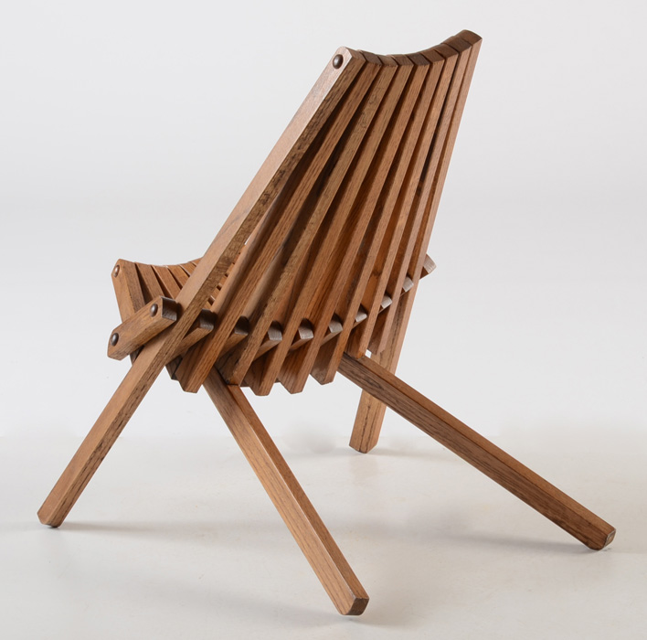 Folding Oak Slat Chair