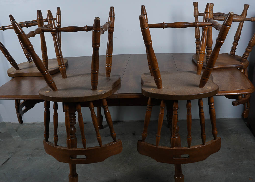 Solid Walnut Drop Leaf Dining Table and Side Chairs