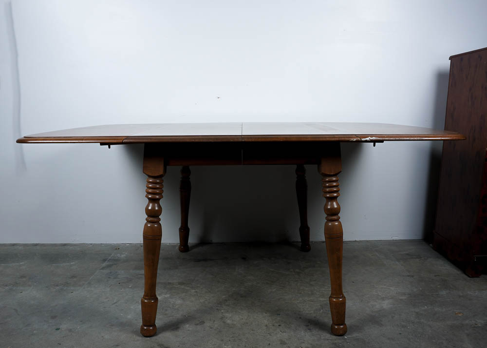 Solid Walnut Drop Leaf Dining Table and Side Chairs