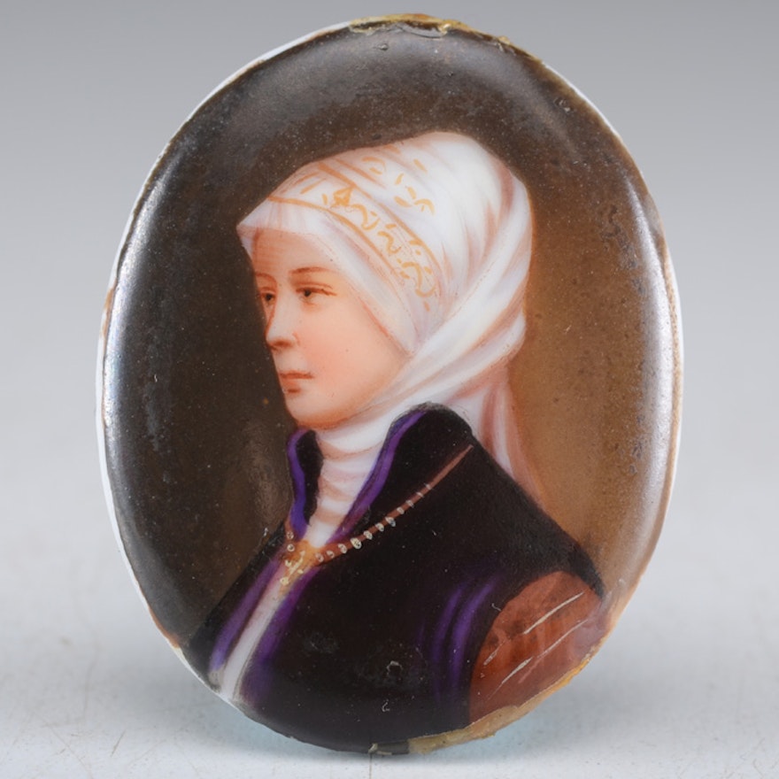 Late 19th Century Oval Hand Painted German Porcelain Portrait