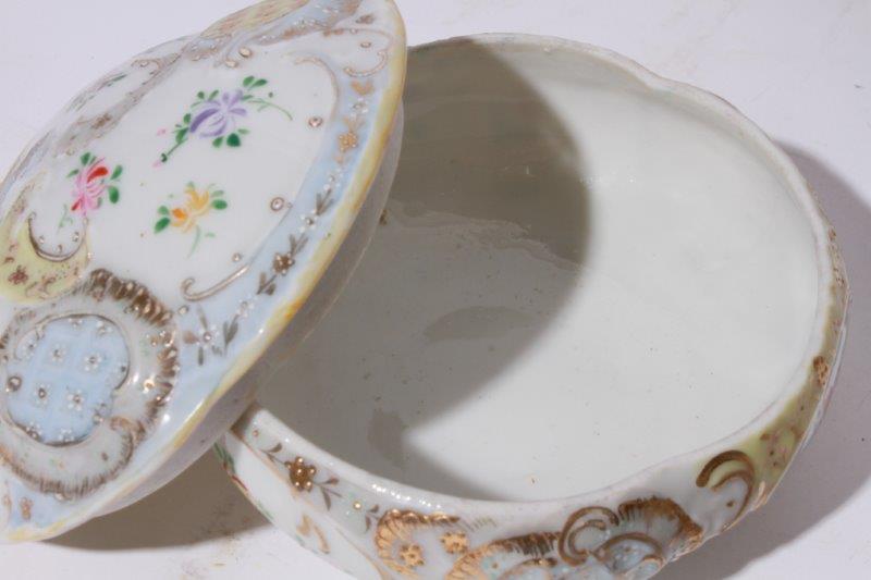 Vintage Porcelain Powderbox and Dishes