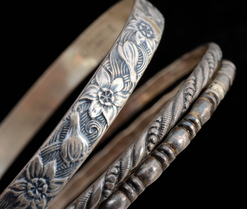 Sterling Silver Bangle Bracelets Including Danecraft