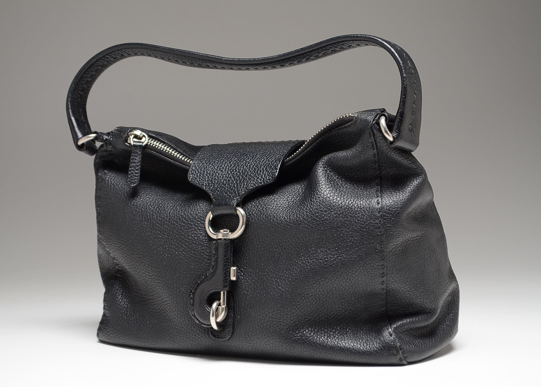 Prada Black Pebbled Leather Tote