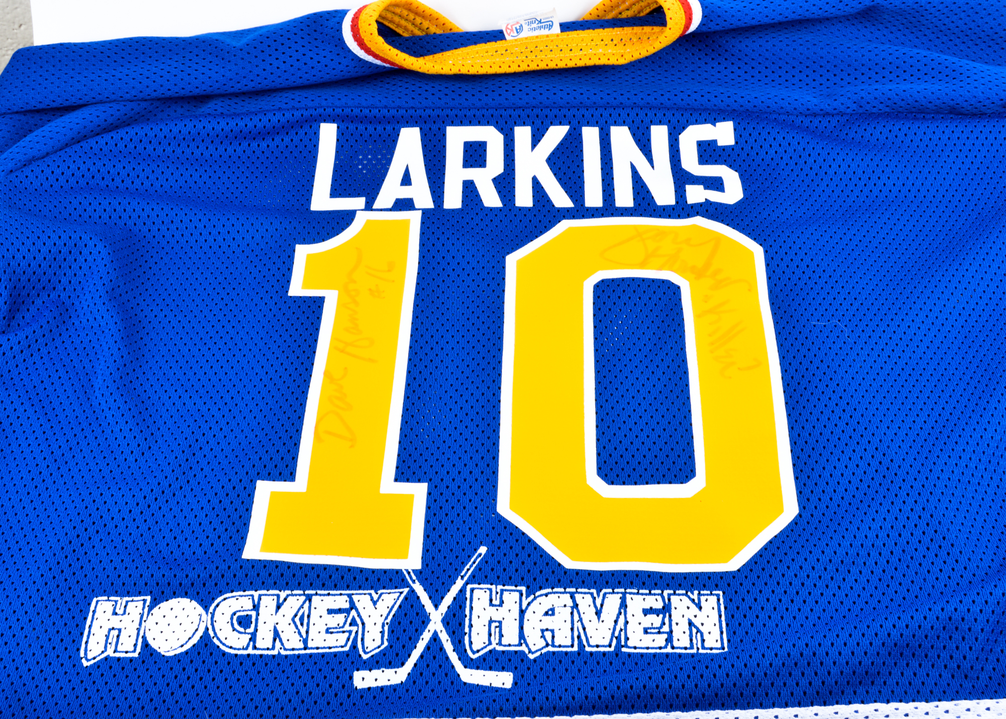 Signed Larkins Promotional Hockey Jersey from "Slap Shot" Film