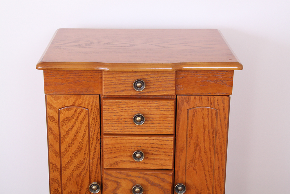 Oak Standing Jewelry Chest