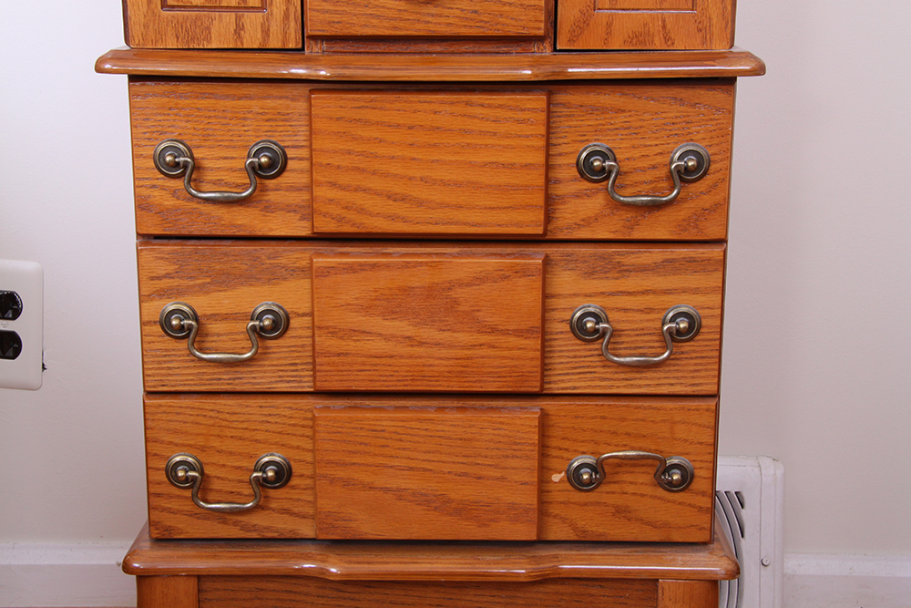Oak Standing Jewelry Chest