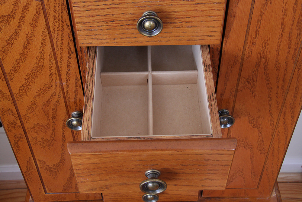 Oak Standing Jewelry Chest