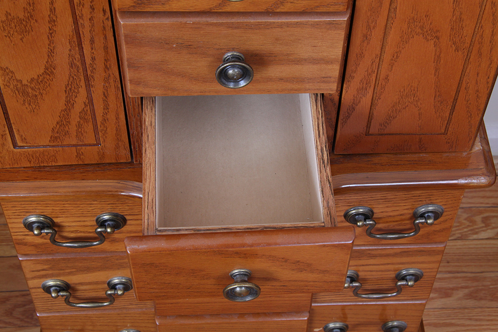 Oak Standing Jewelry Chest