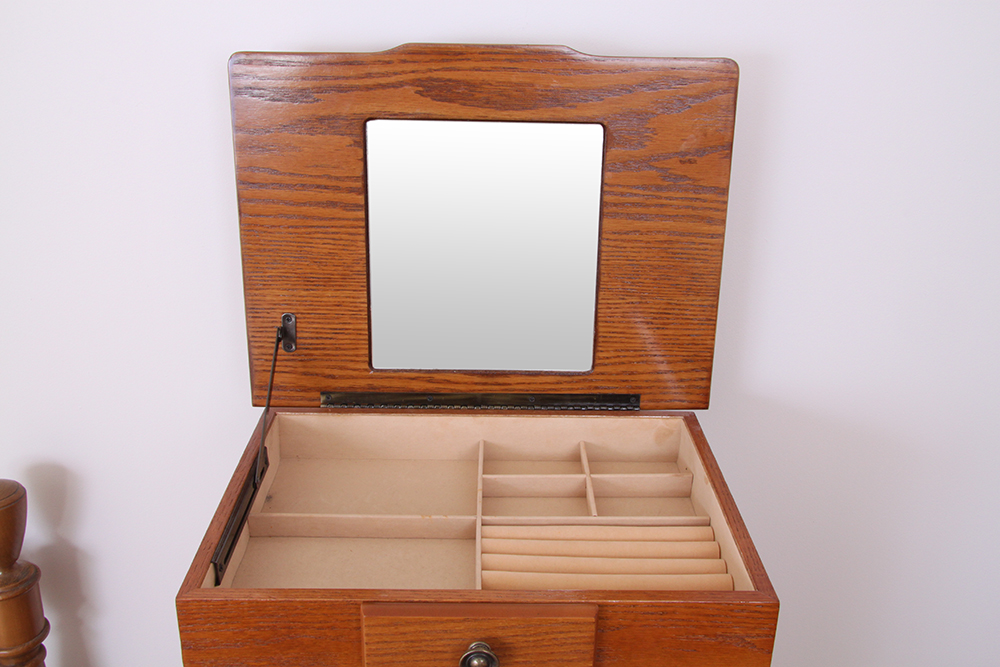Oak Standing Jewelry Chest