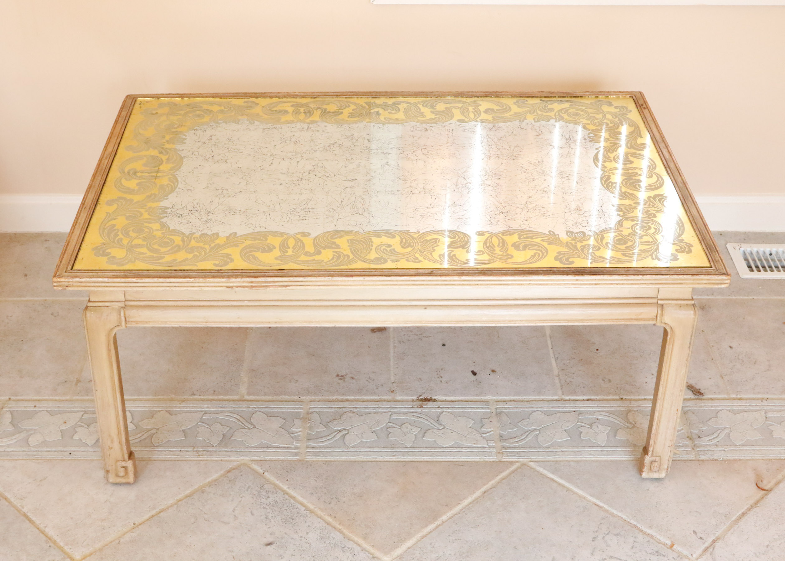 Coffee Table by Baker With Gilted Glass Inlay
