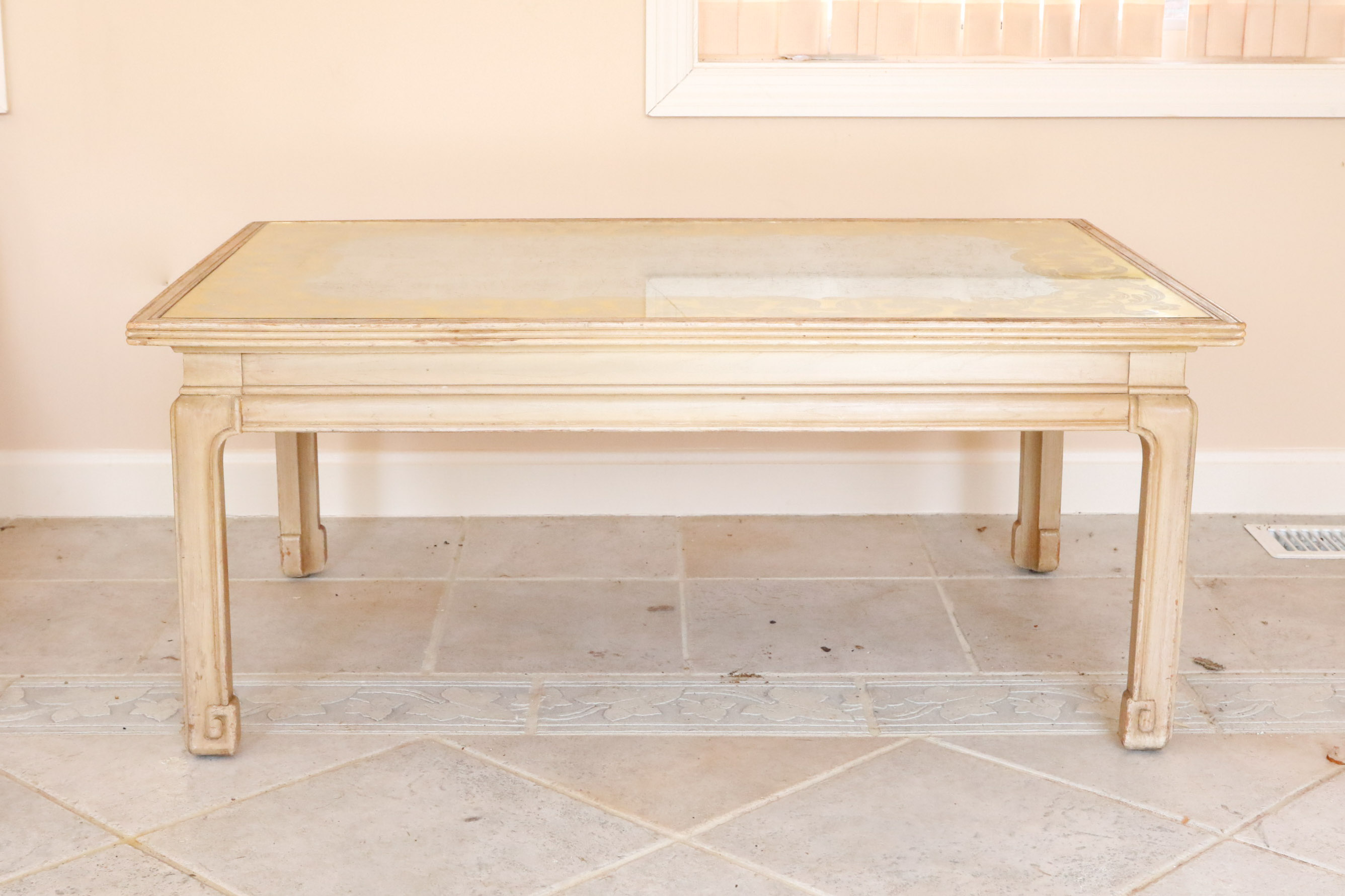 Coffee Table by Baker With Gilted Glass Inlay