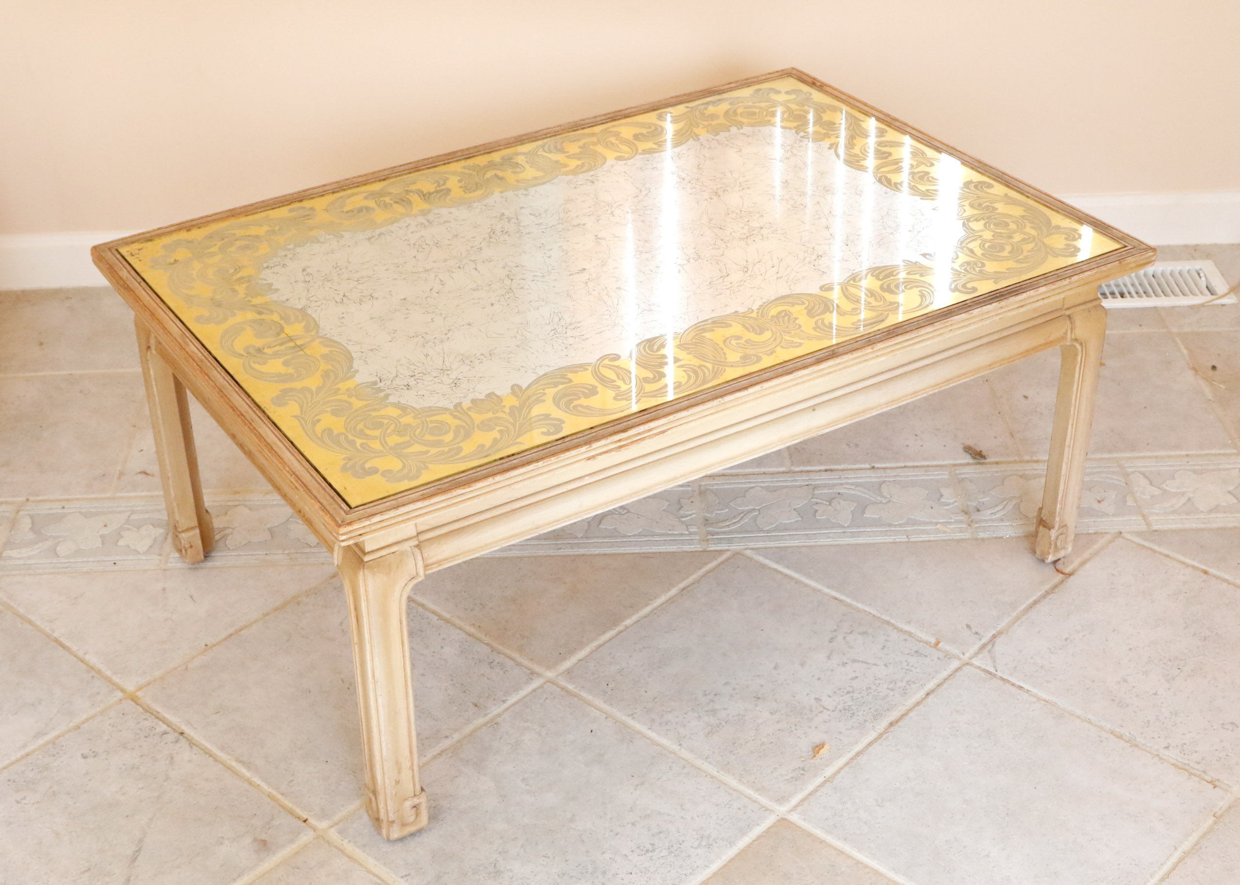 Coffee Table by Baker With Gilted Glass Inlay