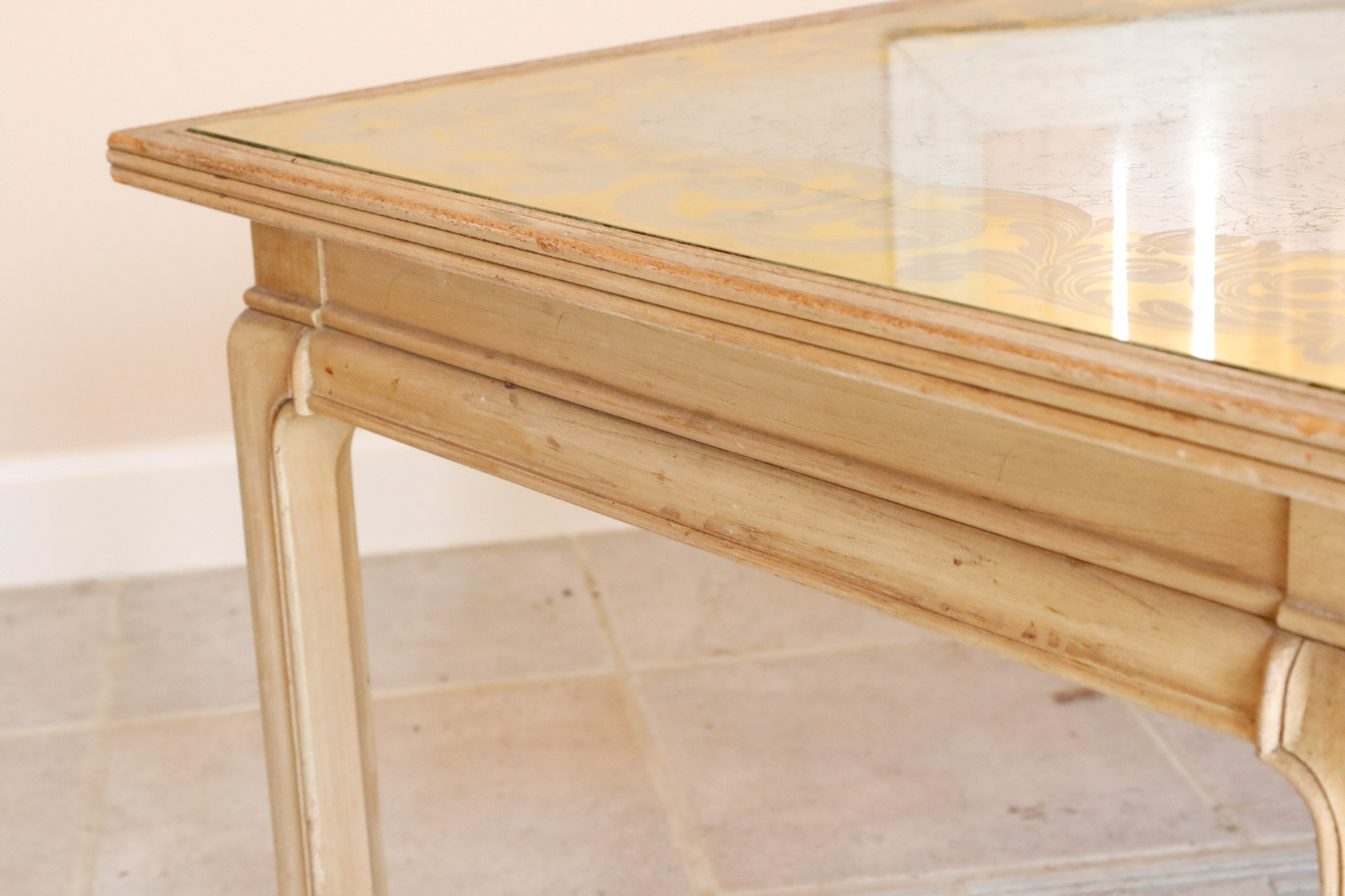 Coffee Table by Baker With Gilted Glass Inlay