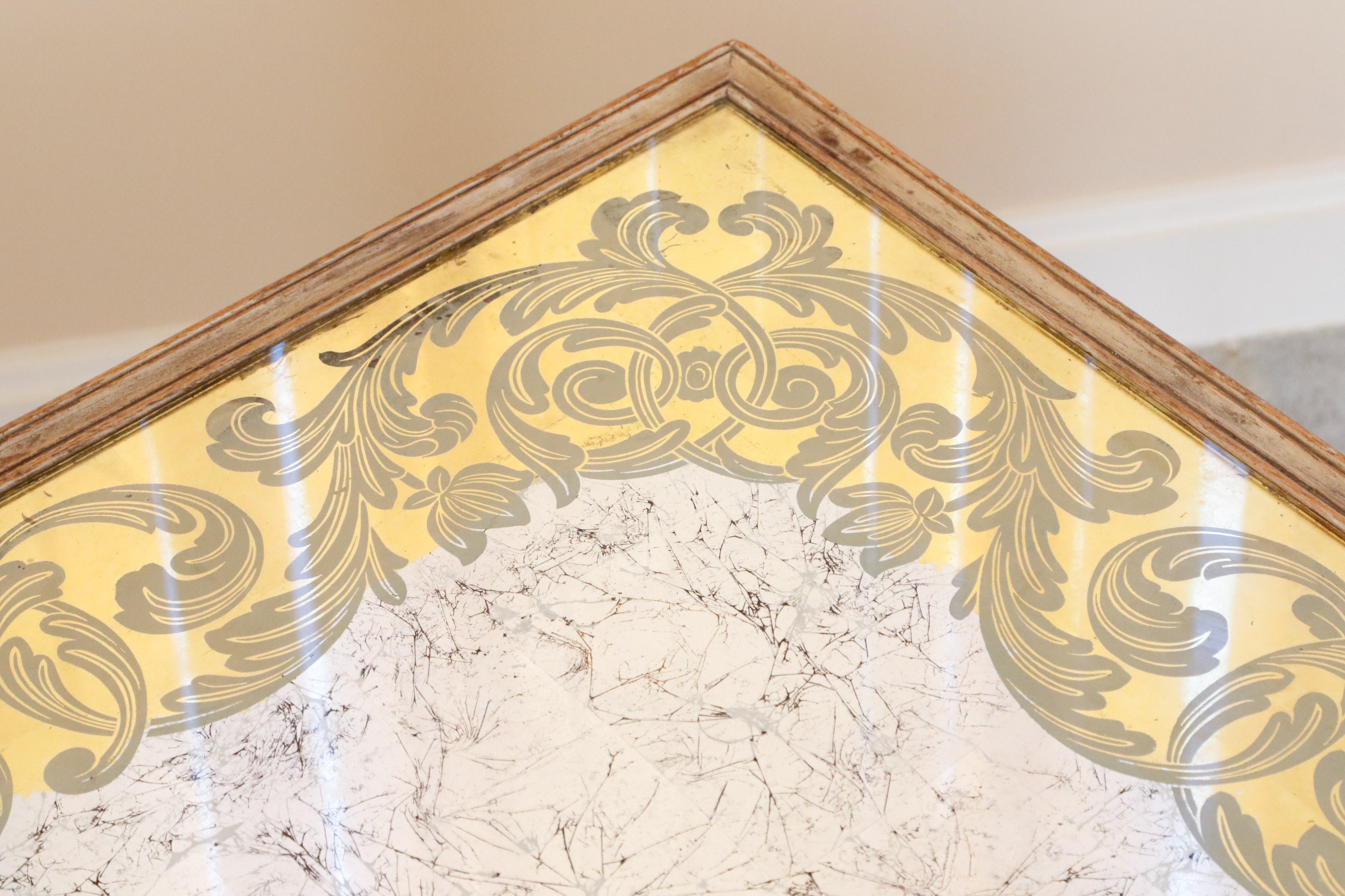 Coffee Table by Baker With Gilted Glass Inlay