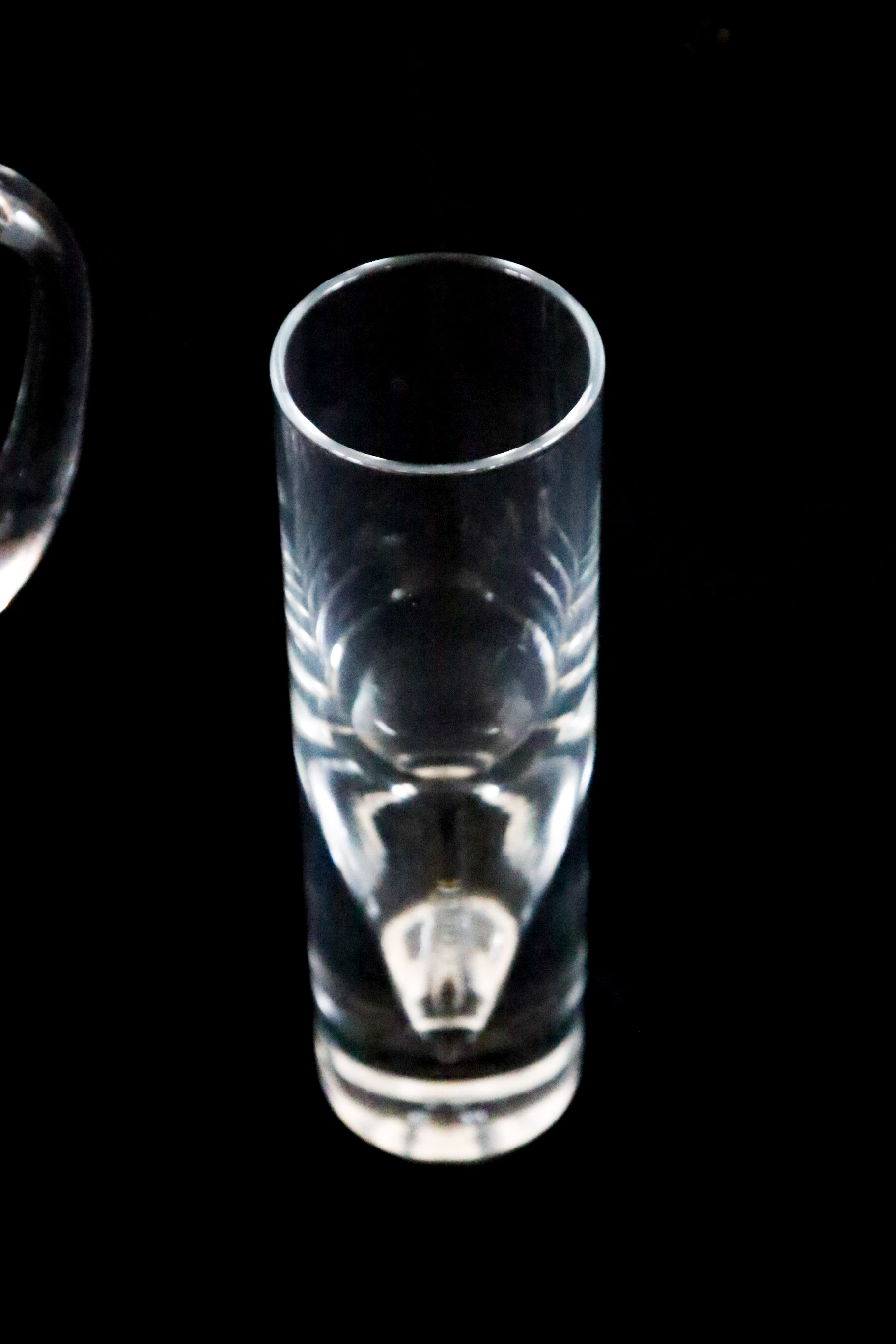 Modern Blown Glass Pitcher with Highball Glasses