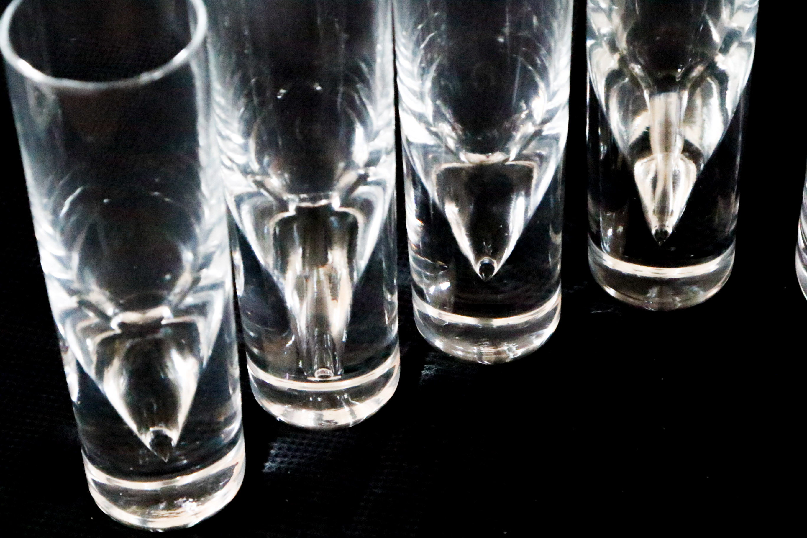 Modern Blown Glass Pitcher with Highball Glasses