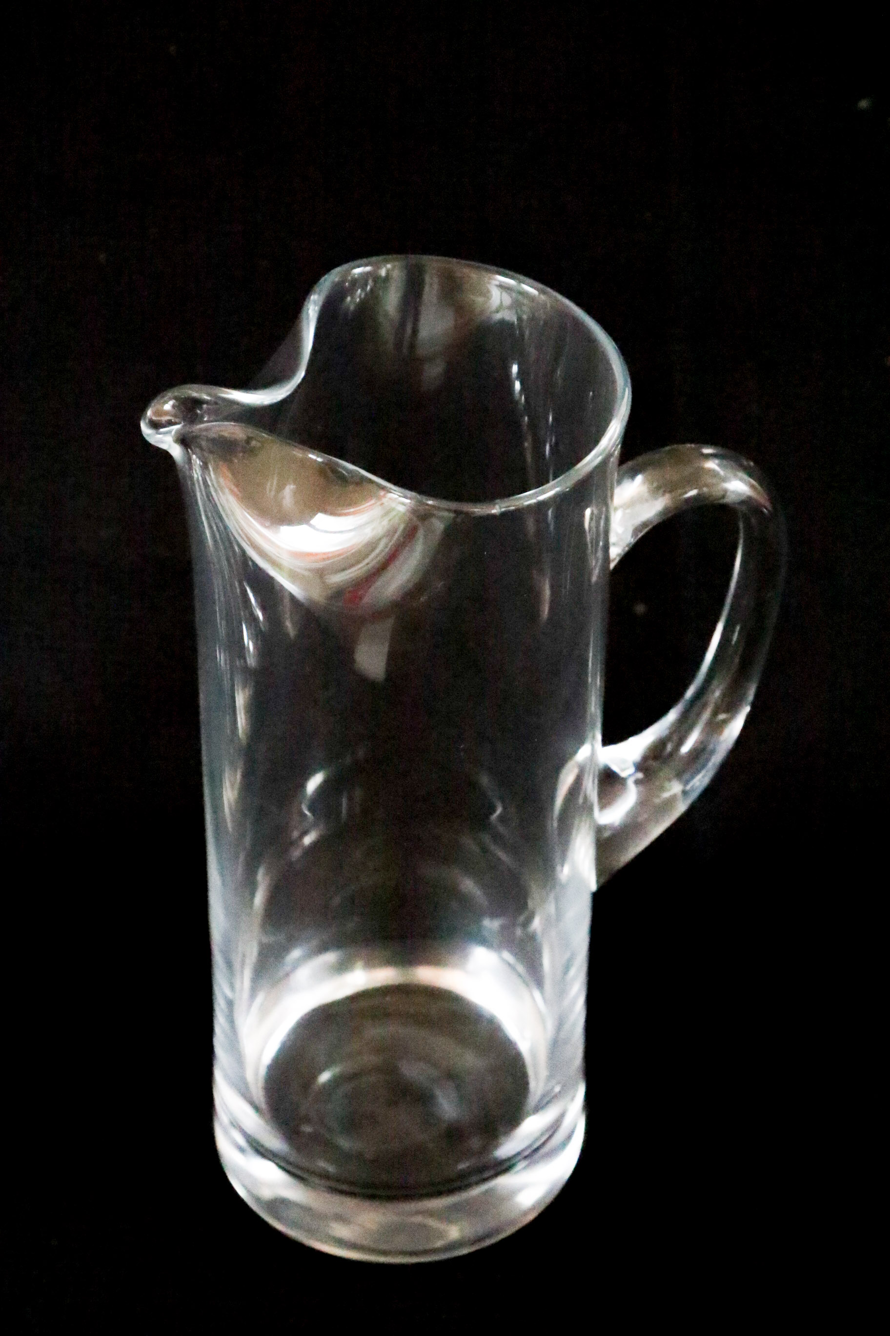 Modern Blown Glass Pitcher with Highball Glasses
