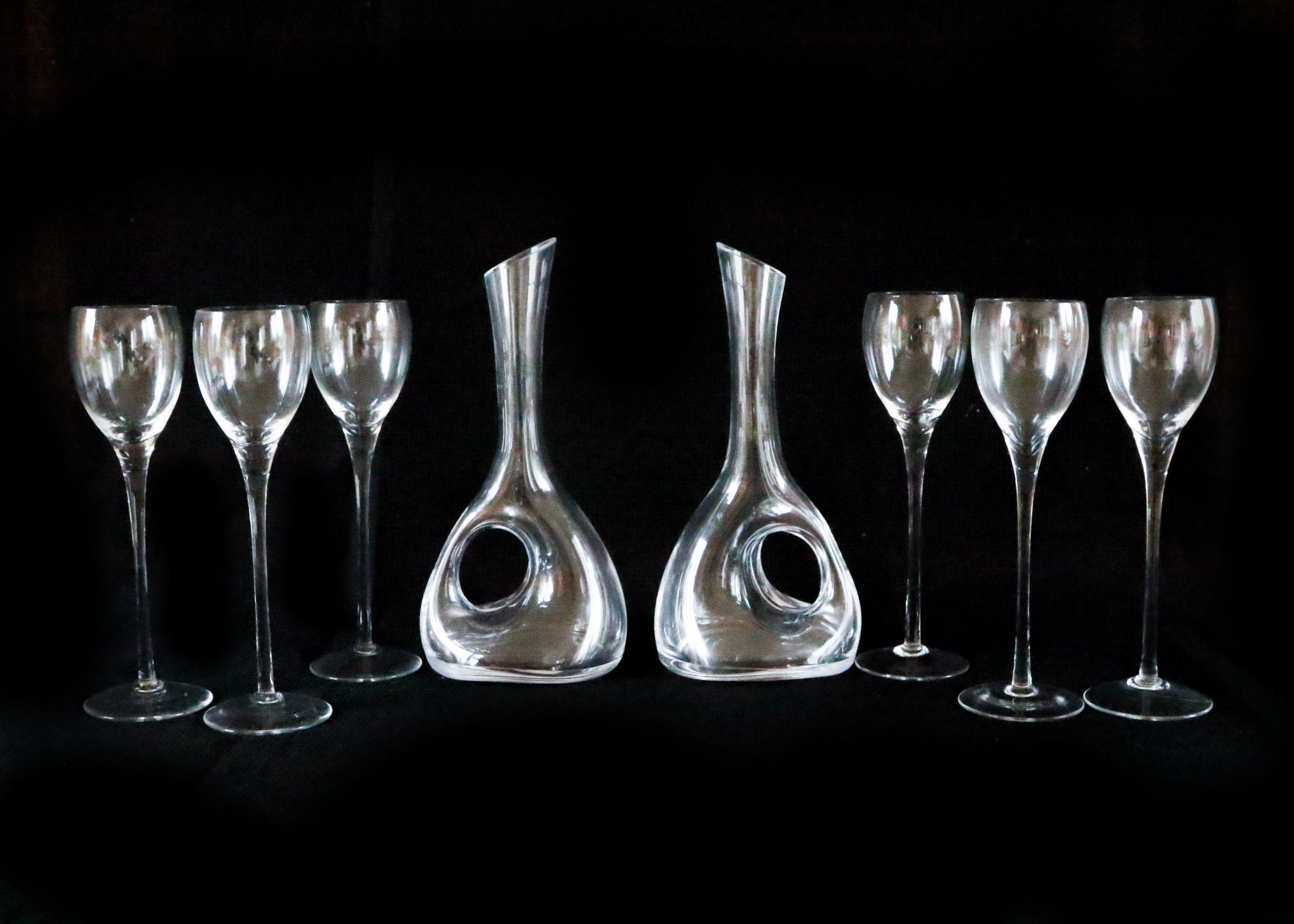 Duo of Carafes with Flute Glasses