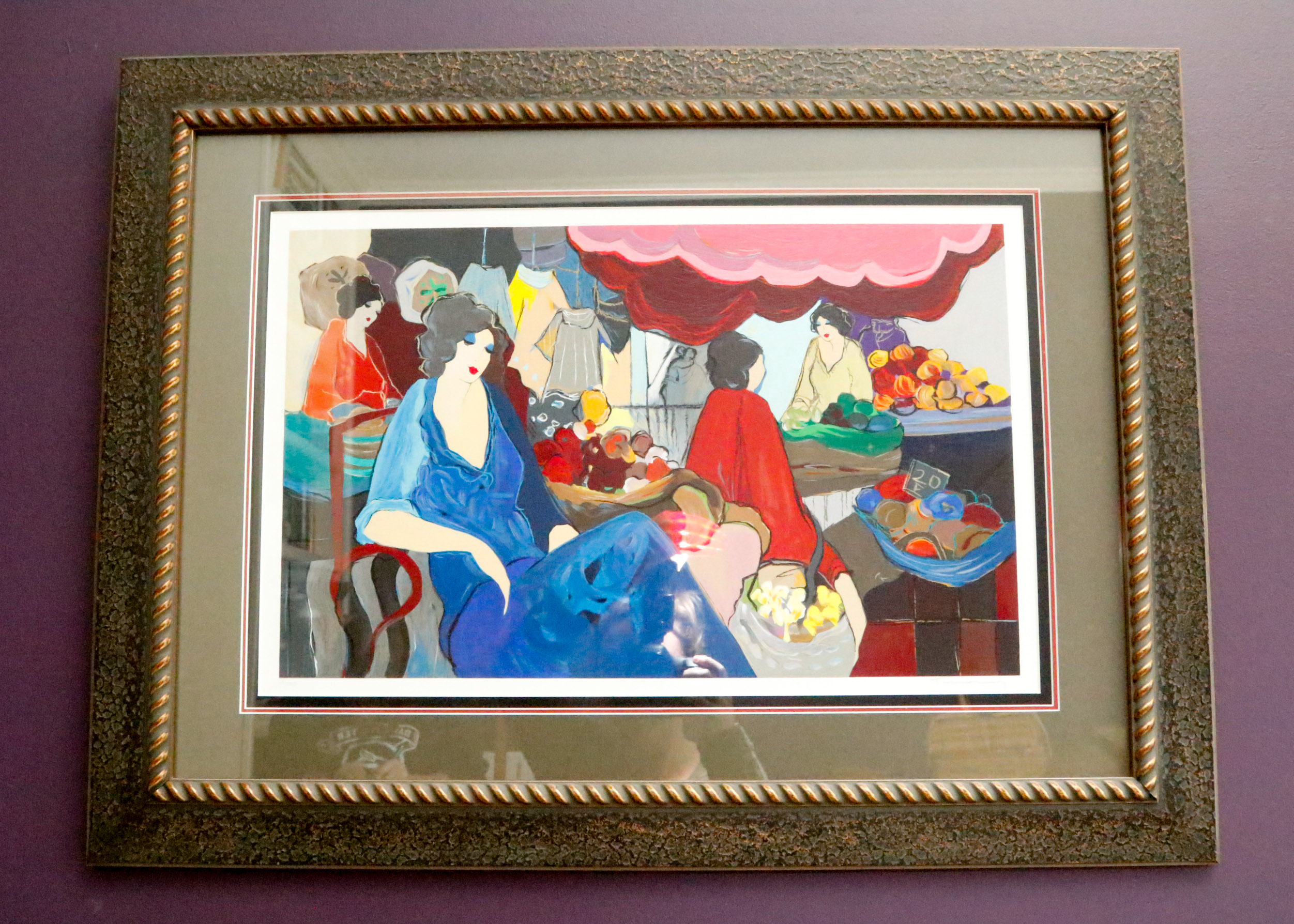 Signed and Numbered "Woman To Market" Itzchak Tarkay Serigraph