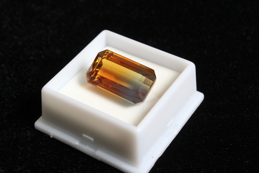 Two-Tone Emerald-Cut Quartz Stone