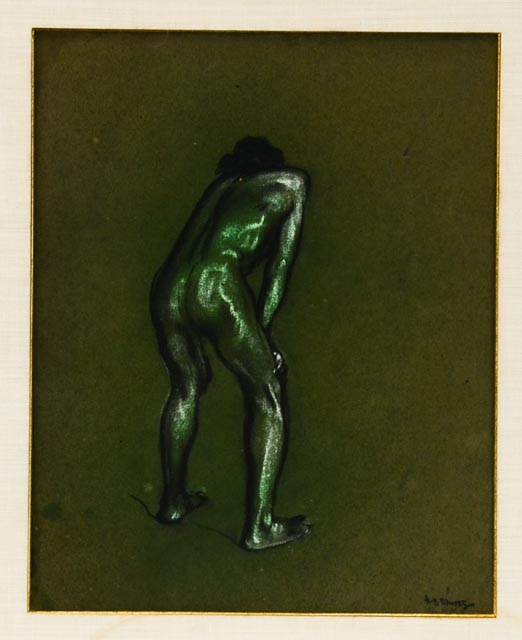 Arthur Bowen Davies Original Pastel Drawing "Nude Male'